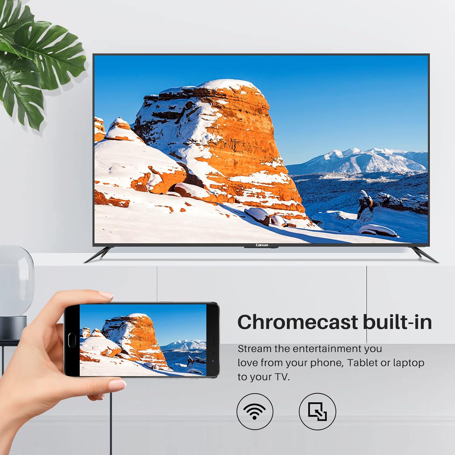 Caixun EC50S1A, 50 inch 4K UHD HDR Smart Android TV with Google Assistant (Voice Control), Screen Share, HDMI, USB, Wi-Fi, Bluetooth(2021 Model)