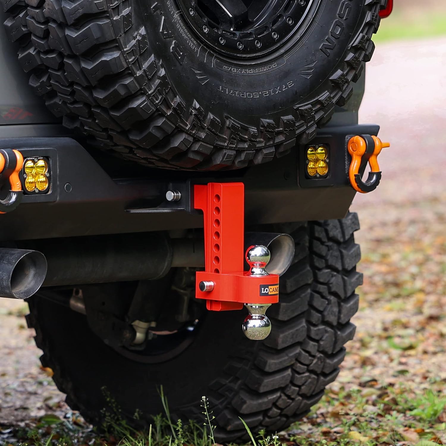 LOCAME Adjustable Trailer Hitch, Fits 2.5-Inch Receiver, 8-Inch Drop/Rise Aluminum Drop Hitch ,18,500 LBS GTW--Tow Hitch for Heavy Duty Truck with Double Stainless Steel Locks, Red, LC0015