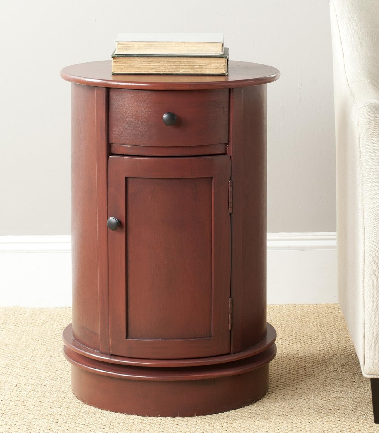 Safavieh American Homes Collection Tabitha Dark Cherry Oval Swivel Storage End Table