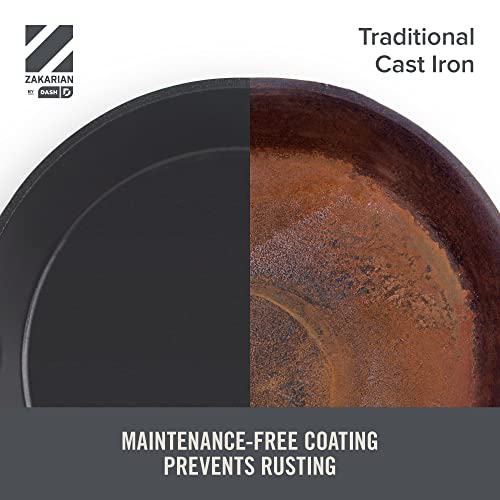 Dash Zakarian Nonstick Cast Iron Skillet with Pour Spouts for Searing, Baking, Grilling, Roasting and More