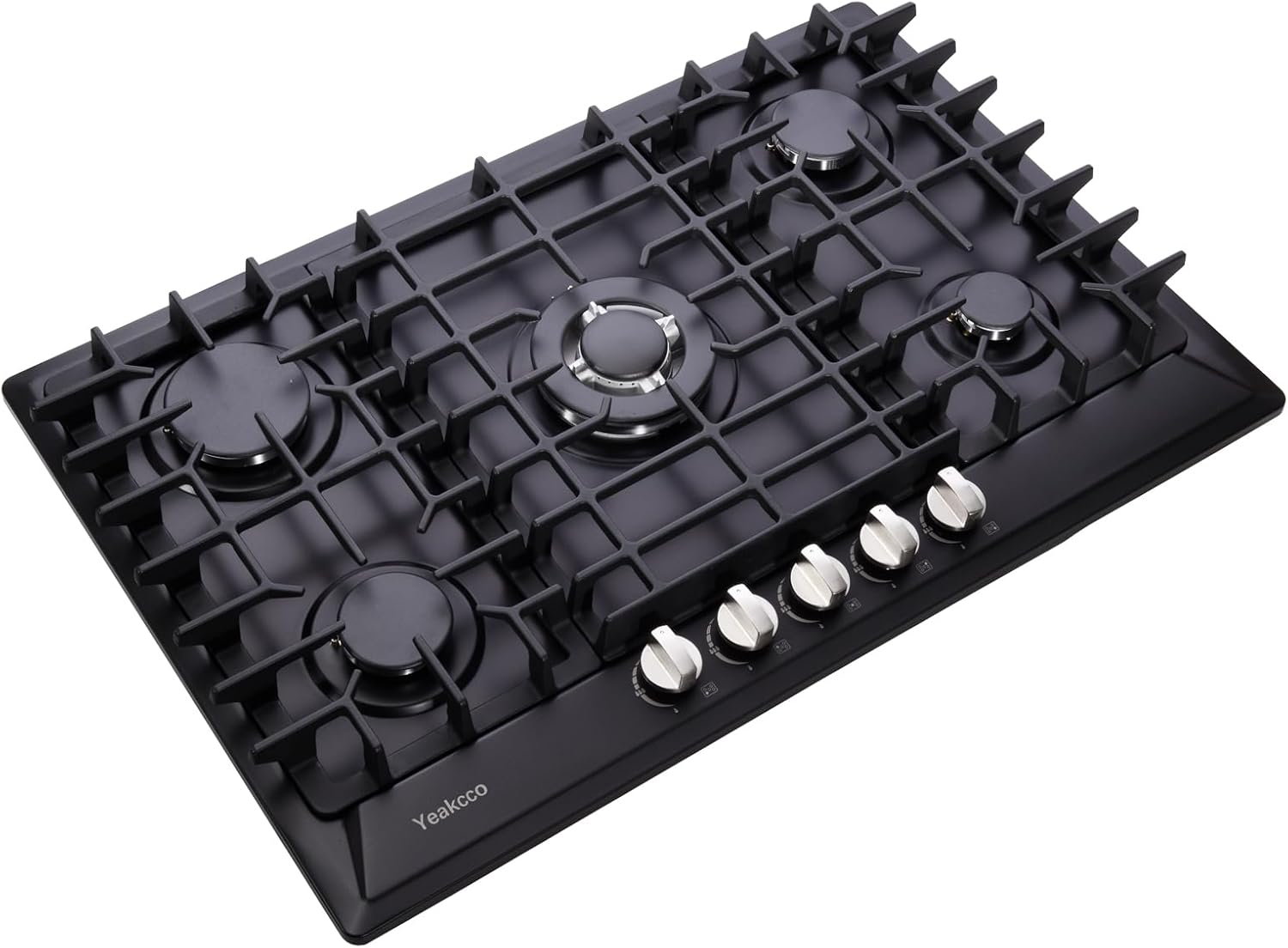 30 Inch Gas Cooktop, Built-in 5 Burners Stainless Steel Gas Stovetop Propane/Natural Gas Convertible Stove Top Dual Fuel Gas Hob (Black)