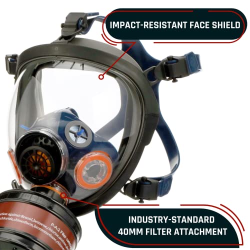 Parcil Distribution Survival & Tactical Full Face Respirator Gas Mask - Impact Resistant- 40mm Gas Filter Canister
