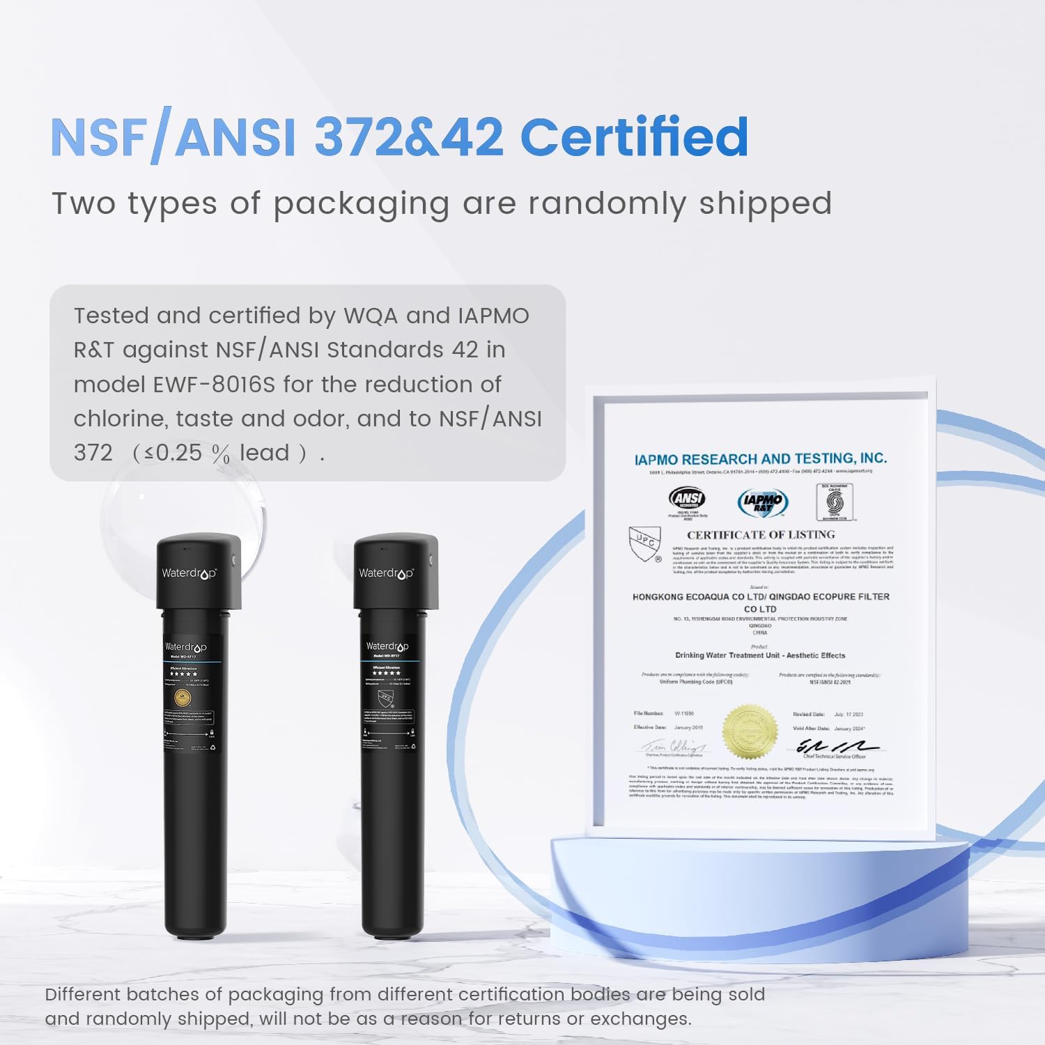 Waterdrop 17UA 3 Years Under Sink Water Filter System and Waterdrop LED UV͎ Ultrąviolët Water Filter