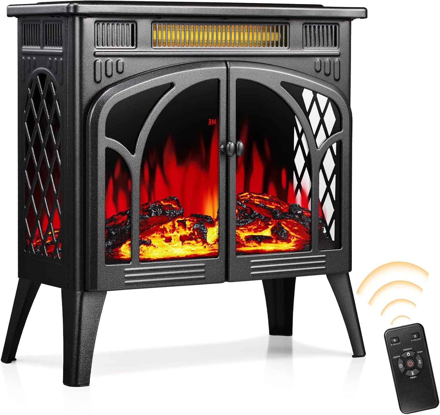 Xbeauty Electric Fireplace Heater Infrared Fireplace Stove with 3D Flame Effect, 5100BTU Electric Fireplace with Remote Control
