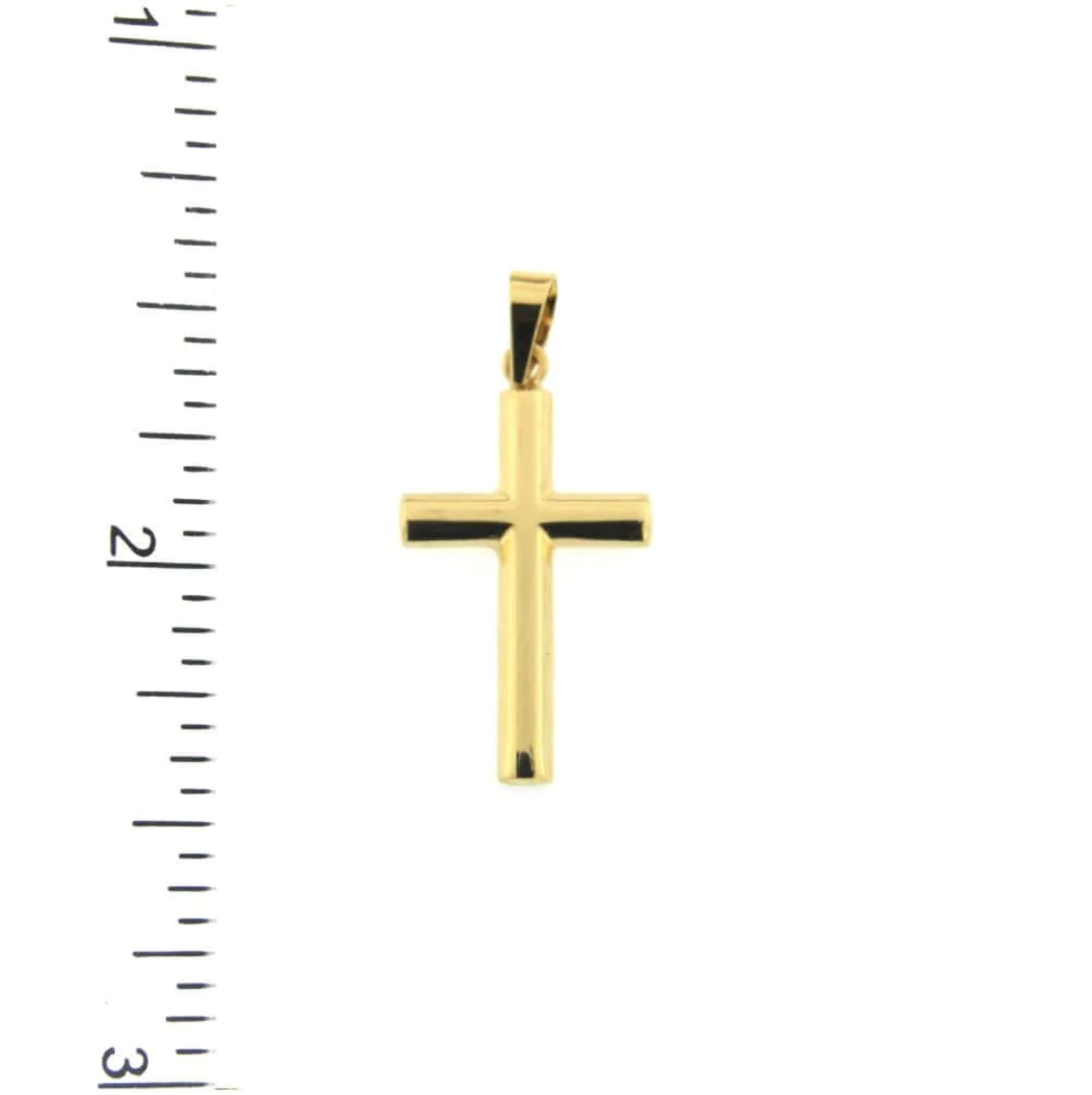 18K Solid Yellow Gold Polished Cross 1.09 inches