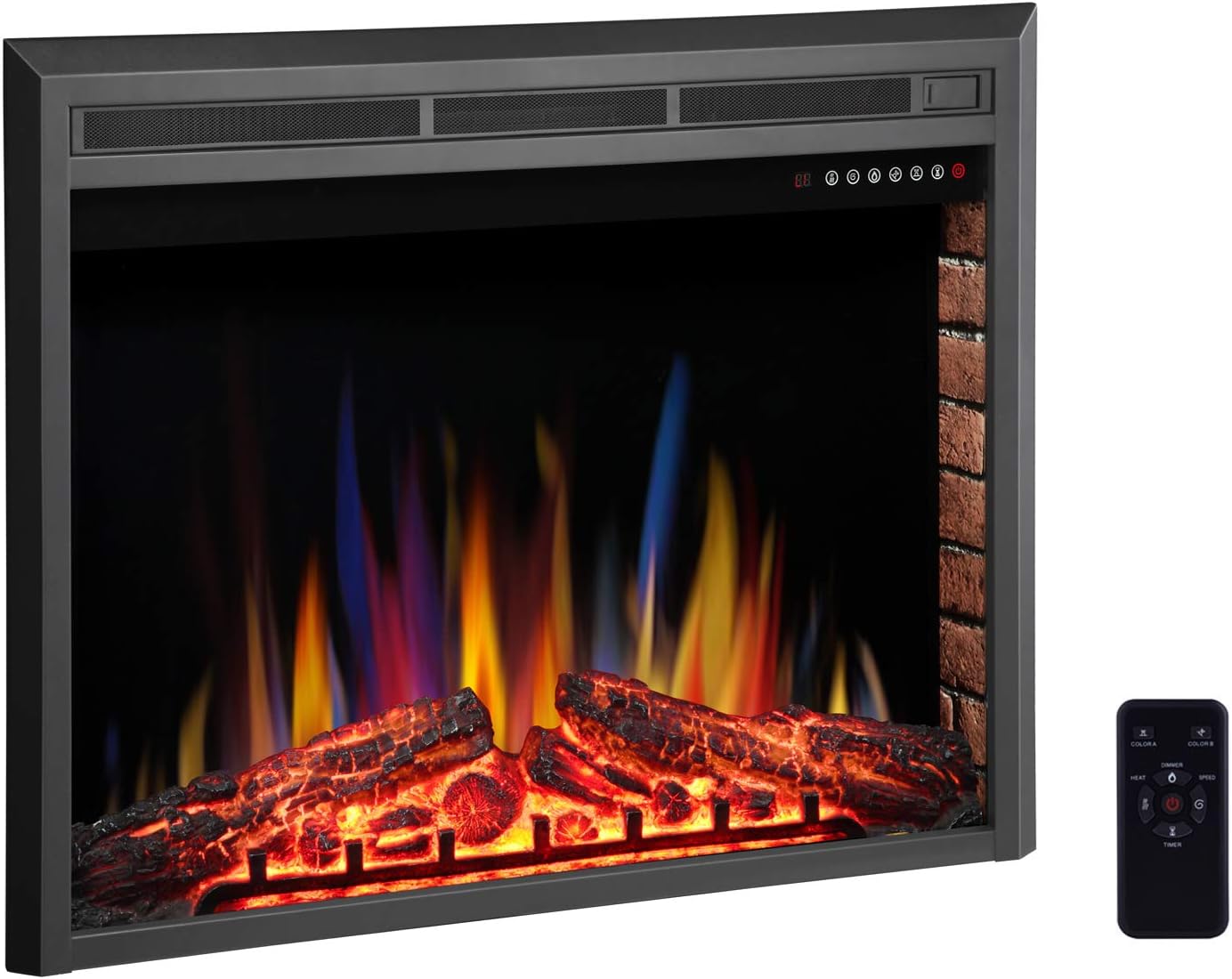 R.W.FLAME 36" Electric Fireplace Insert ,Recessed Electric Stove Heater,Touch Screen,Remote Control,750W-1500W with Timer & Colorful Flame Option