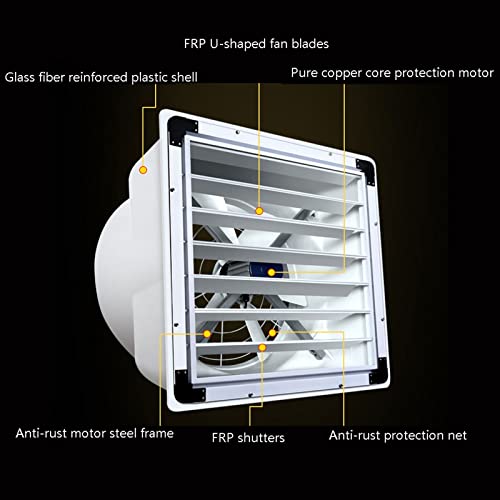 HASMI Exhaust Fan Powerful Industrial Exhaust and Ventilation Fan Wall Mounted Exhaust Fan, Automatic Shutter, Vent Fan For Home Attic, Shed, or Garage Ventilation Ventilation Fan