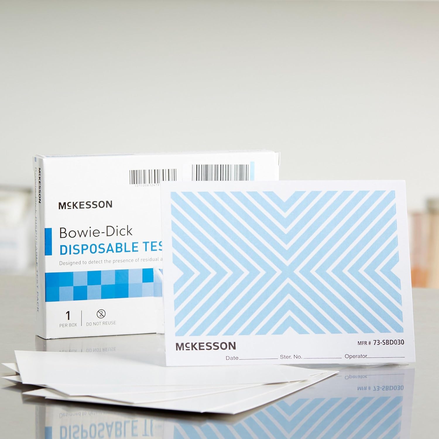 McKesson Bowie-Dick Disposable Test Pack - for Pre-Vacuum Steam Sterilizers, Inlcudes Chemical Indicator Sheet - Class 2 Sterilization Level, 30 Count