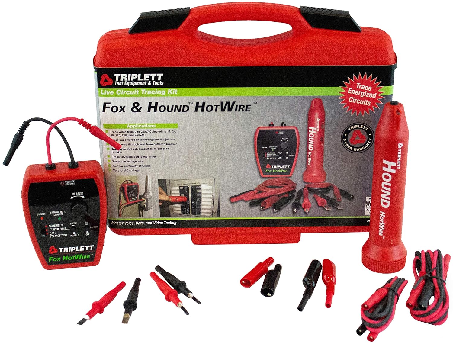 Triplett Fox & Hound Premium Tone and Probe Wire Tracing Kit Generates Multiple Tones with Adjustable Sensitivity for Electrical Wire, LAN Cable, Telephone, and More (3399)