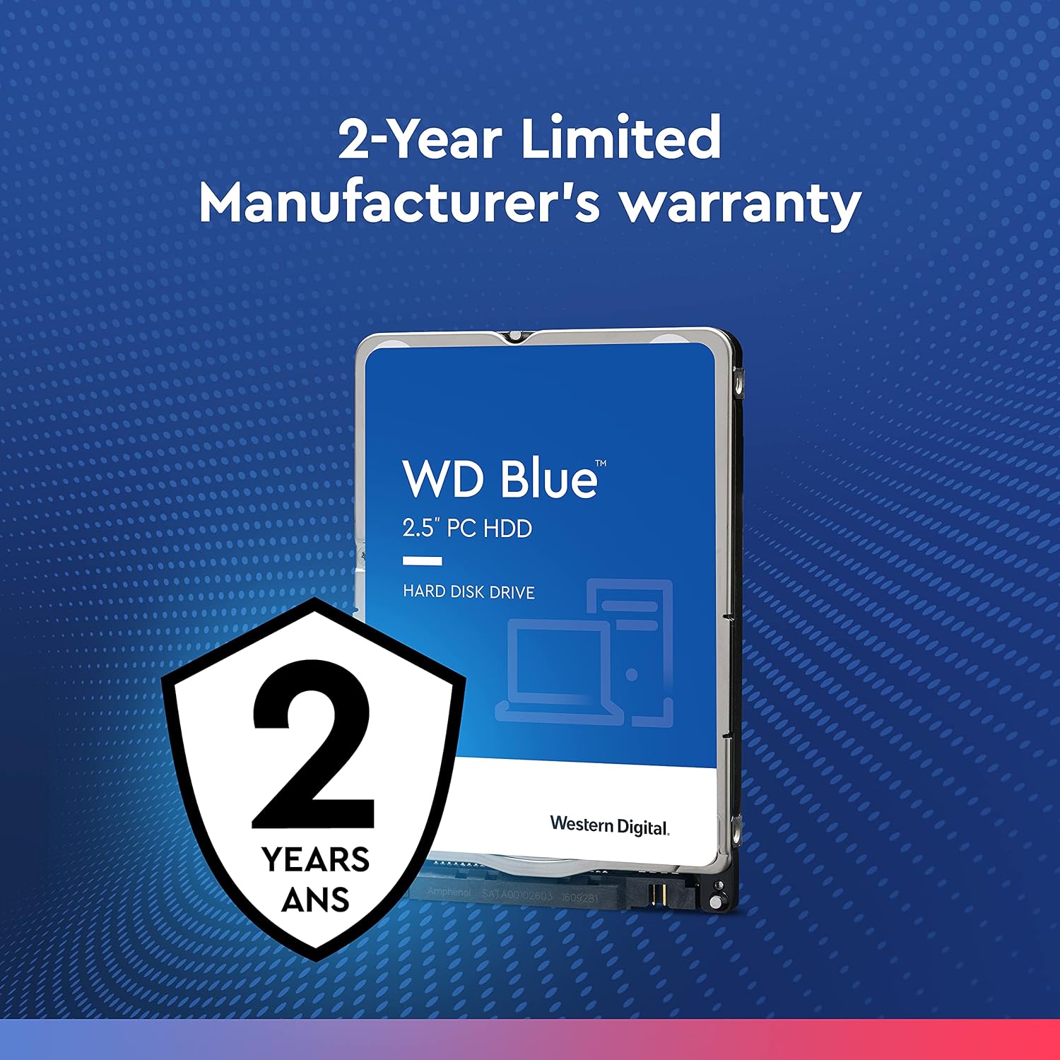 Western Digital 2TB WD Blue Mobile Hard Drive HDD - 5400 RPM, SATA 6 Gb/s, 128 MB Cache, 2.5 - WD20SPZX