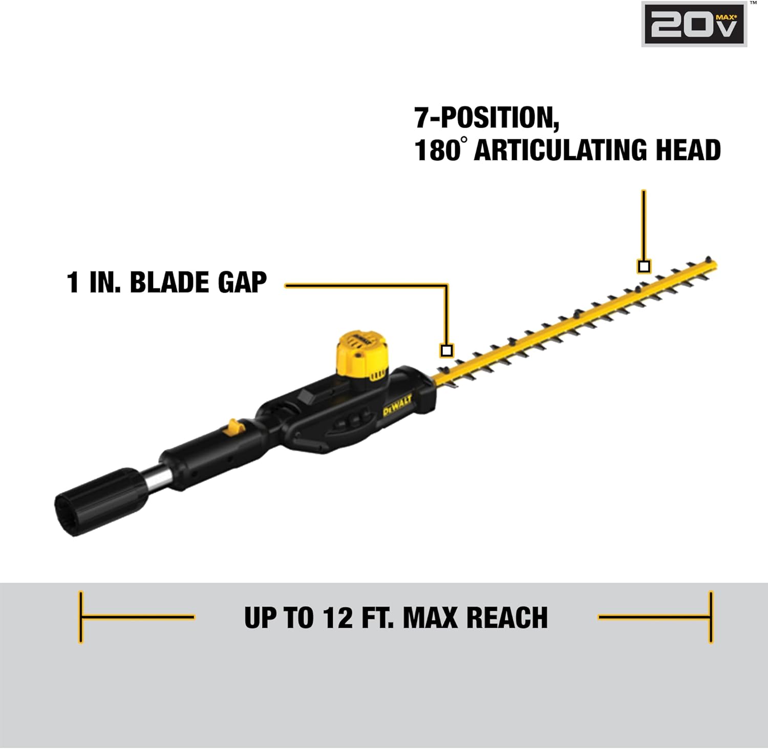 DEWALT 20V MAX* Hedge Trimmer, Tool Only (DCPH820B)
