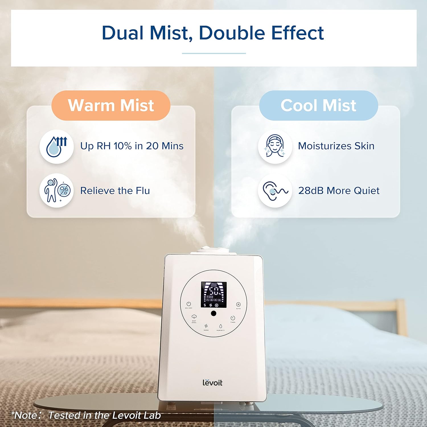 LEVOIT Air Purifier and Humidifier Bundle for Large Rooms - Vital 200S-P and Hybrid Ultrasonic Models