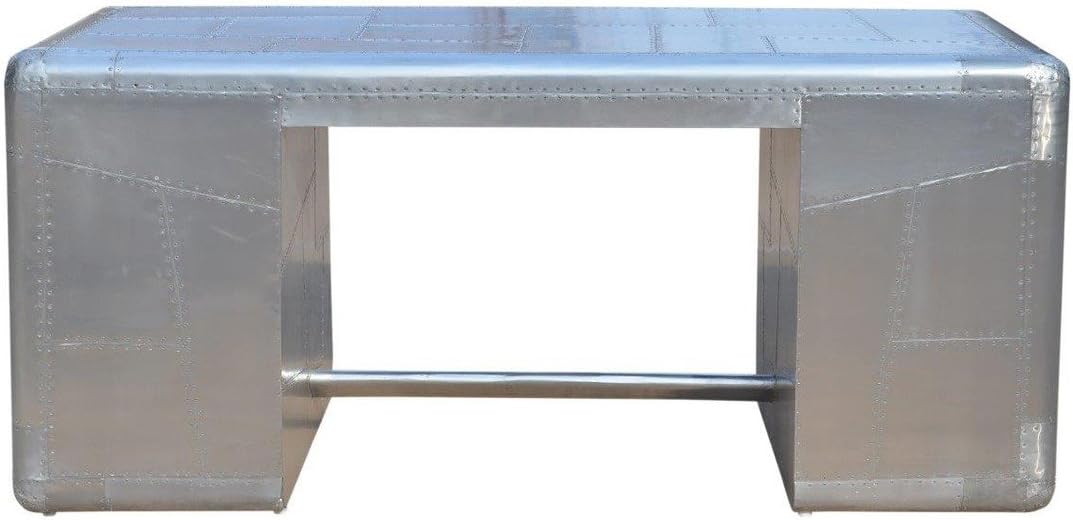 NauticalMart Deco Aviator Writing Desk - Aluminium Table Mid Century Industrial Furniture