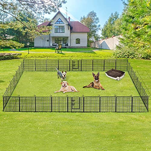 BestPet Dog Playpen Indoor 40 inch 16 Panels Metal Dog Pen Pet Dog Fence Outdoor Exercise Pen with Doors,Pet Puppy Playpen for RV Camping Yard, Black