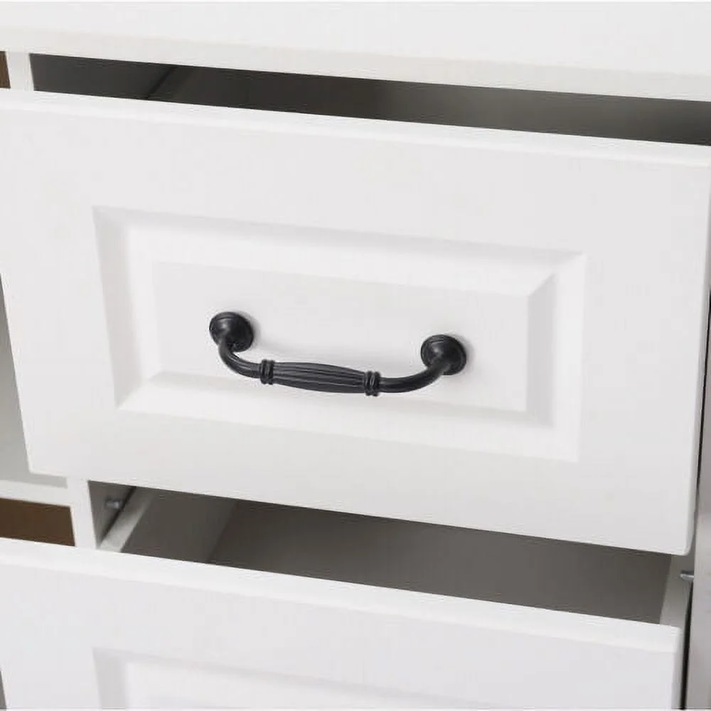 White Kitchen Storage Cabinet Wooden 3 Drawers 2 Door Cupboard Free Standing