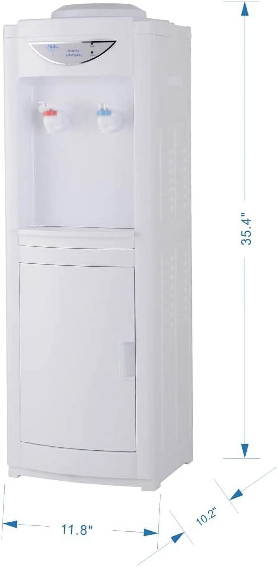 Hot & Cold Water Dispenser，Water Cooler Dispenser 5 Gallon Top-Loading Water Coolers with Child Safety Lock Removable Drip Tray & Storage Cabinet for Home Office (White)