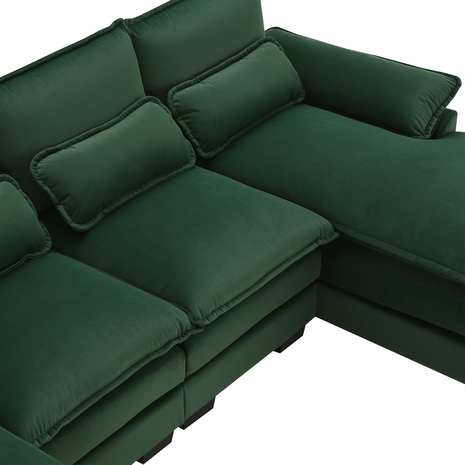 11055" Modern U-Shaped Sectional Waist Pillows,6-seat Upholstered Symmetrical Furniture,Sleeper Sofa Couch with Chaise Lounge for Living Room,Apartment, Green