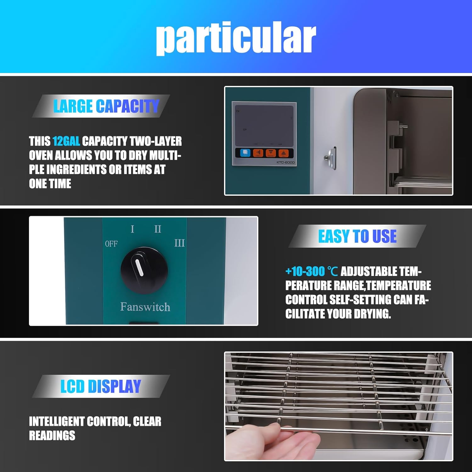 Lab Forced Air Convection Drying Oven,Constant Oven Constant Temperature Blast Drying Oven for drying, baking, wax melting,Rt+10-250°C(up to 300°C)
