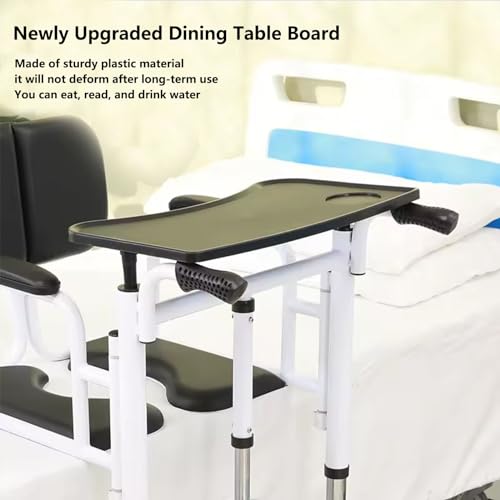 Hydraulic Patient Lift Transfer Chair for Home, Portable Transfer Nursing Chair Lifter W/ 180° Split Seat, with Toilet and Tray Table, for Nursing Elderly, Load 440Lbs Transfer Wheelchair.
