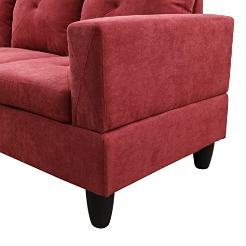 Red Flannelette 3-Piece Living Room Sofa Set (C+S)