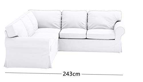 Sofa Covers Custom Made for IKEA Ektorp 2 2 Sectional Corner Sofa Slipcovers (Polyester Flax Light Gray, Ektorp Sectional 2 + 2)