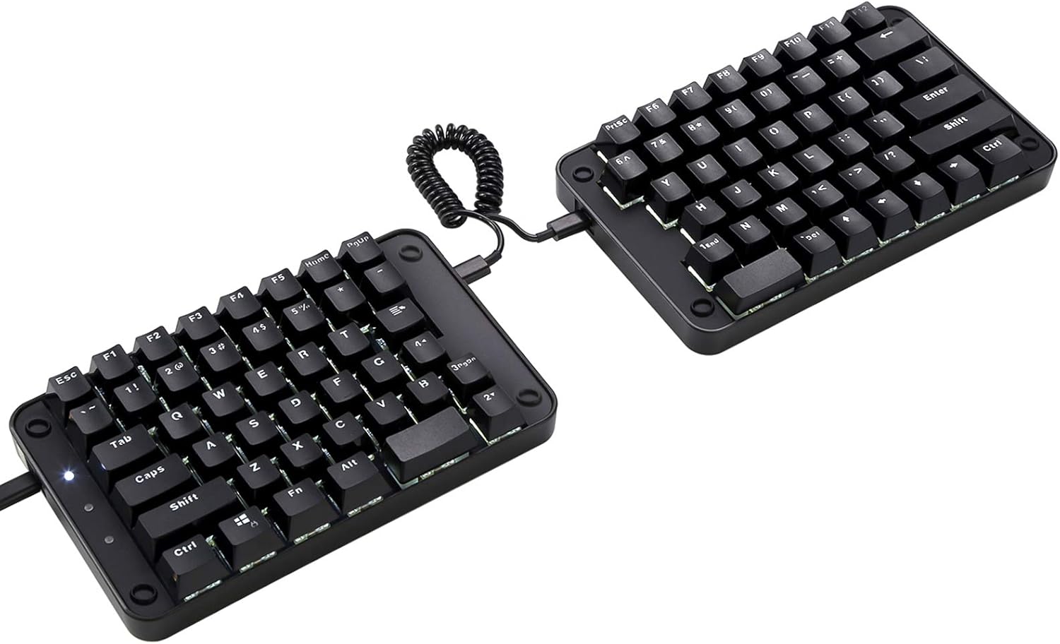 Koolertron Programmable Split Mechanical Keyboard, All 89 Keys Programmable Ergonomic Keypad with OEM Gateron Black Switch, 8 Macro Keys - [SMKD62] Black (OEM Switch White Backlit)