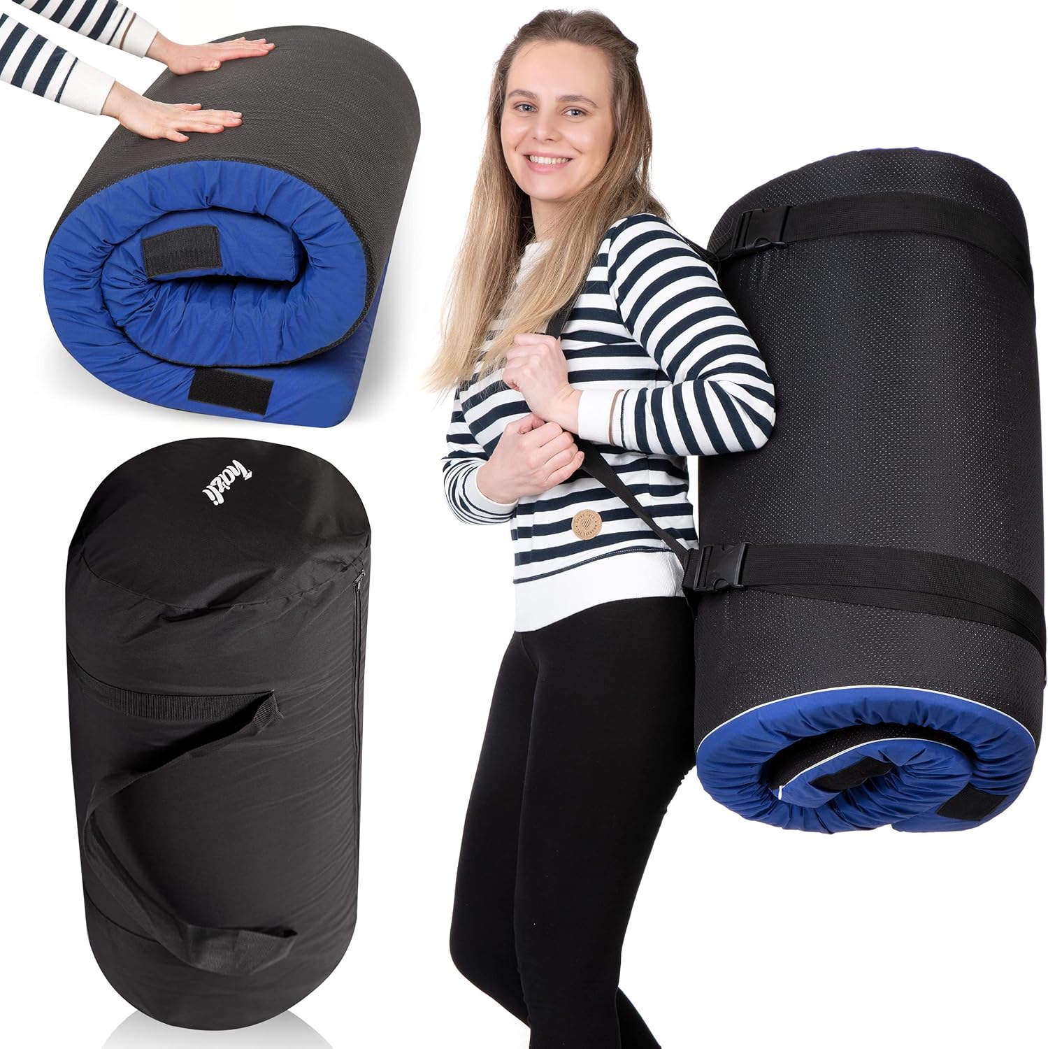 Memory Foam Camping Mattress - Waterproof Foldable Roll Up Floor Mattress for Adults - Portable Foam Sleeping Pad for Camping 75x28x3 �C Mat Pad Floor Bed Roll