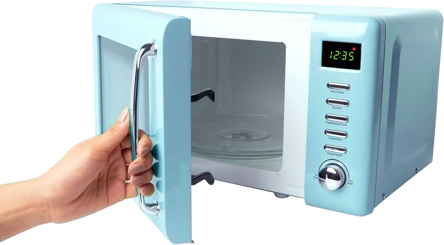 Haden Heritage 12 Cup Programmable Vintage Retro Home Coffee Maker Machine with Vintage Retro 0.7 Cu Ft 700W Countertop Microwave Oven, Blue