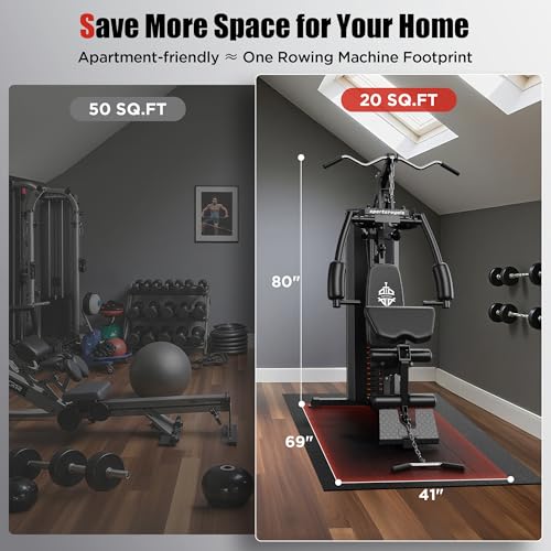 Sportsroyals Home Gym, Multifunctional Home Gym Equipment, Workout Station with 154LBS Weight Stack, Exercise Equipment for Full Body Traning with Pulley System