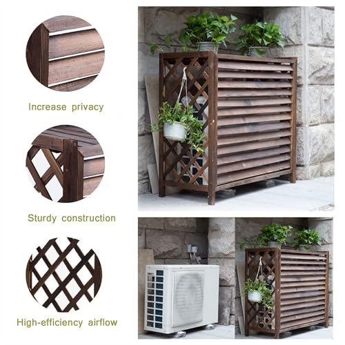 Ac Fence for Outside Unit, air Conditioner Fence 3 Panel, Plant Stand, Air Conditioner Privacy Fence Screen Outdoor, Free Standing Privacy Fence Panel, with Cross Grid, Privacy Panels for Outside
