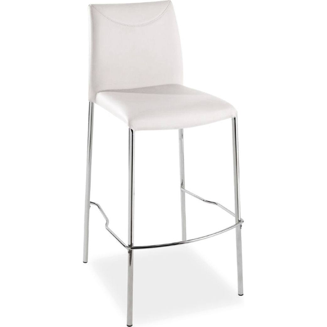 Casabianca Romi Bar Stool White Leather Chrome