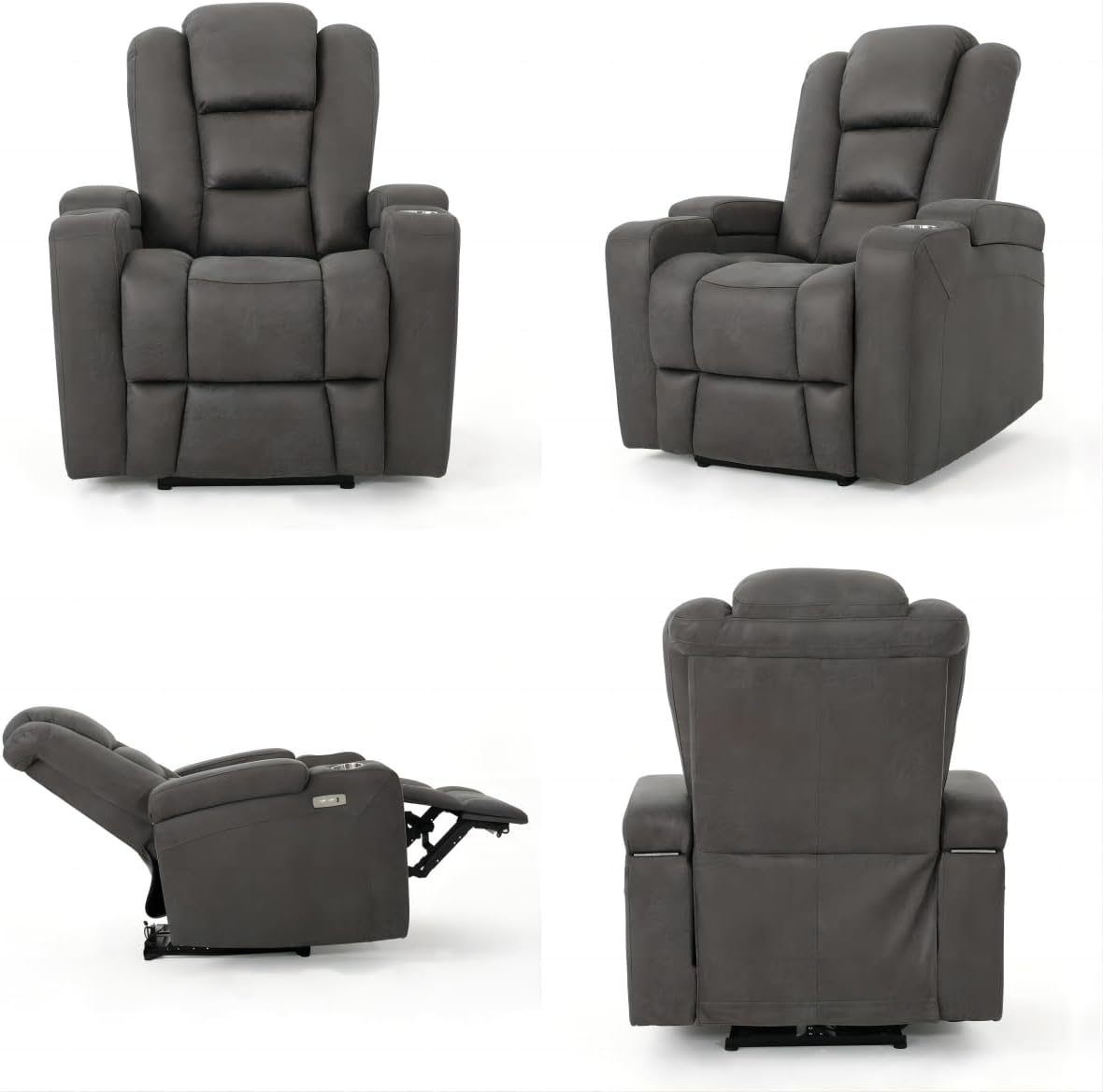 Elegant Power Recliner Chair with USB, Arm Storage, and Cup Holders -Multipurpose and Sturdy