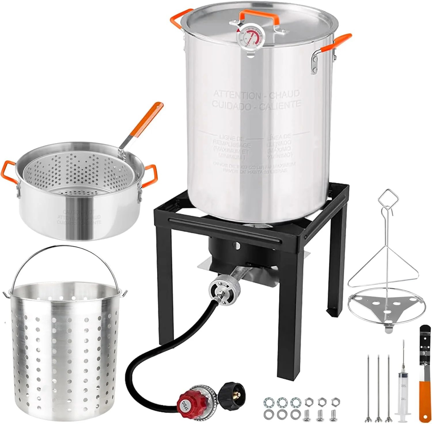 AiYCHEN Propane Outdoor Turkey Fryer, 30 & 10 Quart Aluminum Seafood Boiler Steamer Kit Crawfish Fish Fryer, 55,000 BTU