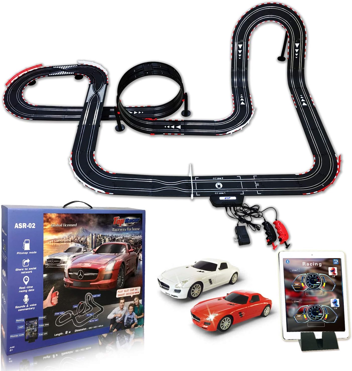 AGM MASTECH Slot car Set with Racing Assistant APP No.ASR-02 1:43 Scale