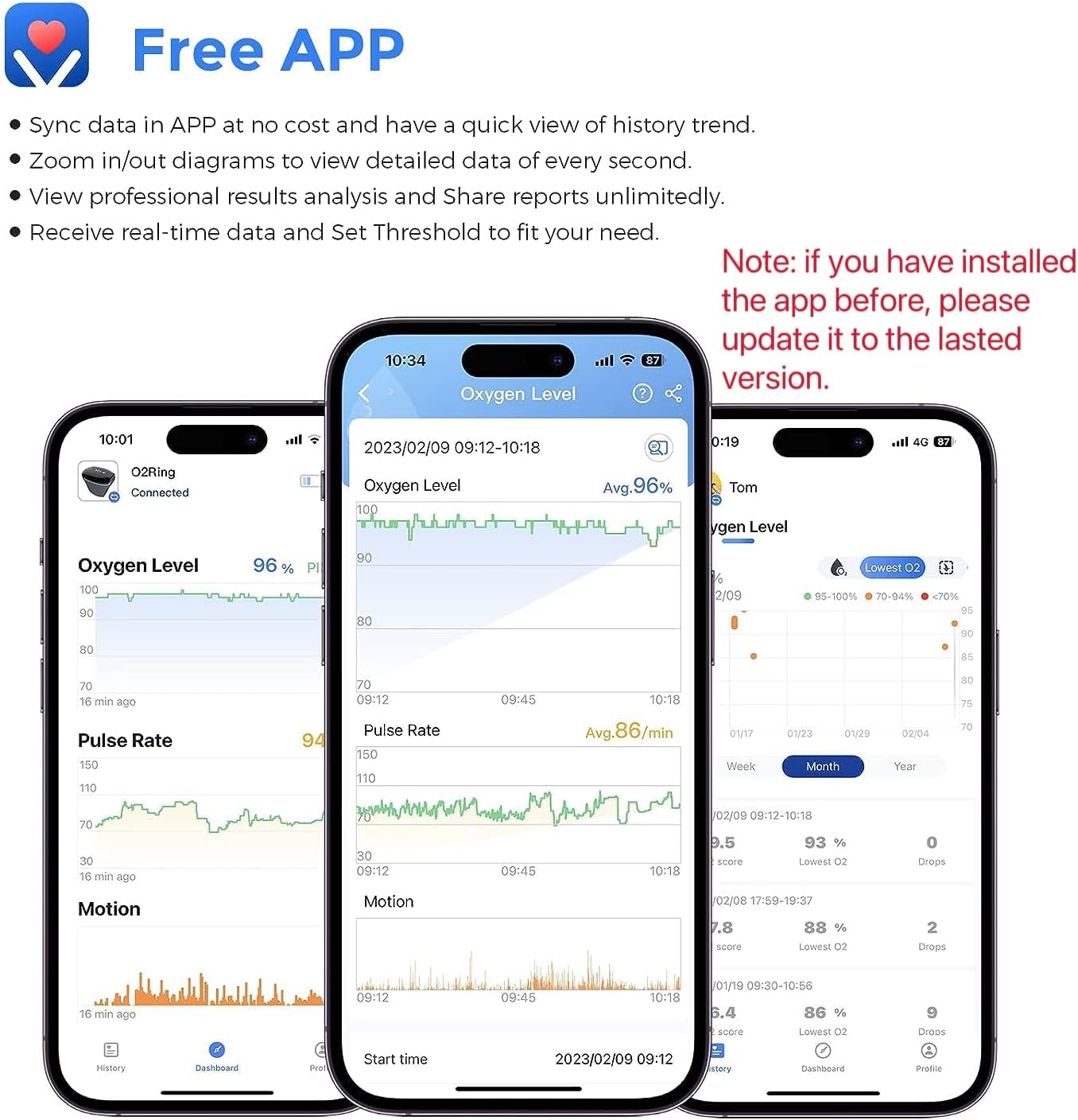 Wellue O2Ring Pulse Oximter, Bluetooth SPO2 Blood Oxygen Saturation Monitor - Wearable O2 Ring Sensor with Vibration Reminder, Free APP & PC Report, Rechargeable