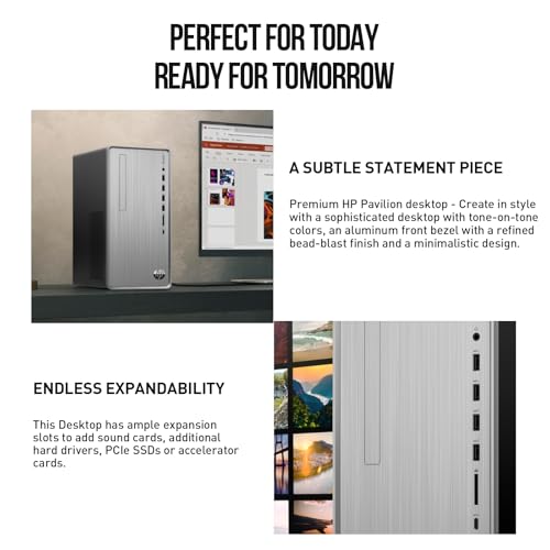HP Desktop Computer Tower PC, AMD Ryzen 5 Pavilion Desktop Tower for Business and Gaming, 32GB RAM 2TB SSD, Lifetime Microsoft Office, Windows 11 Pro, Wi-Fi 6, Ethernet RJ-45, HDMI, USB-C