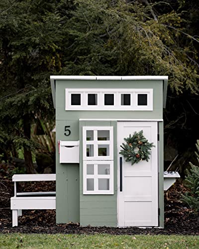 KidKraft Modern Outdoor Wooden Playhouse with Picnic Table, Mailbox and Outdoor Grill ,Gift for Ages 3+