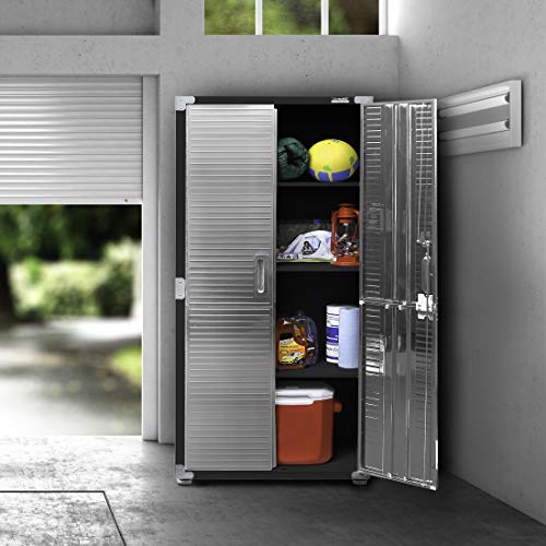 Seville Classics UltraHD Solid Steel Lockable Metal Storage Cabinet Locker Organizer, w/Adjustable Shelves for Garage, Warehouse, Office, Classroom, Granite, 48" W x 24" D x 72" H