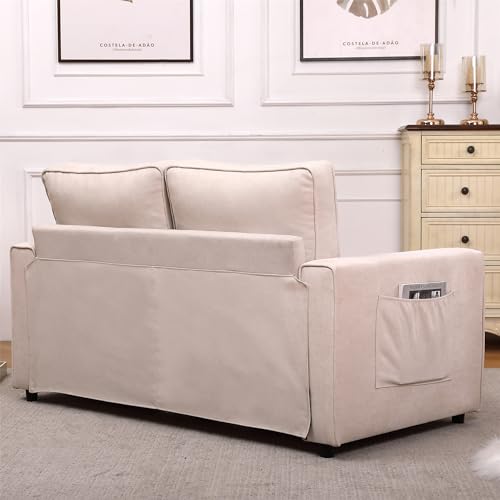GERRIT 3-in-1 Upholstered Futon Sofa Convertible Floor Sofa Bed,Foldable Tufted Loveseat with Pull Out Sleeper Couch Bed,Folding Mattress Love Seat Daybed W/Side Pockets for Living Room (Dark Grey)