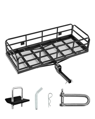 VEVOR 70" x 30" x 6", Hitch Cargo Carrier, 500 lbs Capacity with Nighttime Reflective Reminder, Folding Hitch Mount Cargo Carrier Basket with Hitch Lock for 2" Receiver, Fit for SUVs