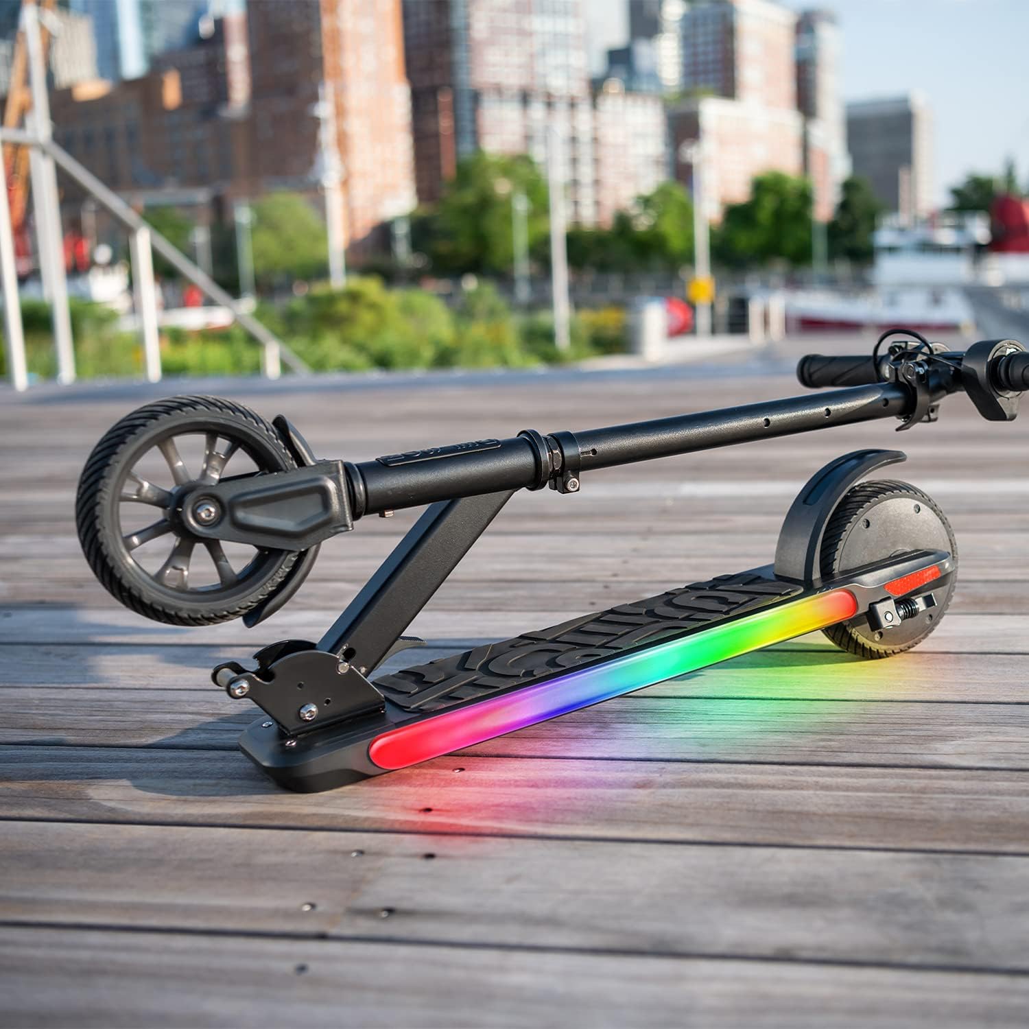 Jetson Omega Electric Scooter, Up To 10 MPH, Range Up To 5 Miles, 150-Watt Motor, Foldable, 3 Speed Mode, Light-Up Deck, Ages 8+, Black, JOMEGA-BLK