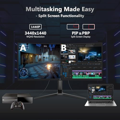 Z-Edge UG34 34" Ultrawide 2K Curved Gaming Monitor with 165Hz Refresh Rate, 21:9 Aspect Ratio, 1ms MPRT, 3440x1440 Resolution, 1500R Curvature, VA Panel, 178 Viewing Angles, AMD Freesync