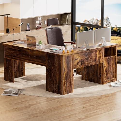 Unikito L Shaped Desk with Lift Top and Drawer, Large Office Desk with Power Outlets and USB Charging Ports, Sturdy Corner Computer Desk Writing Table with Storage, L Shape Standing Desk, Black