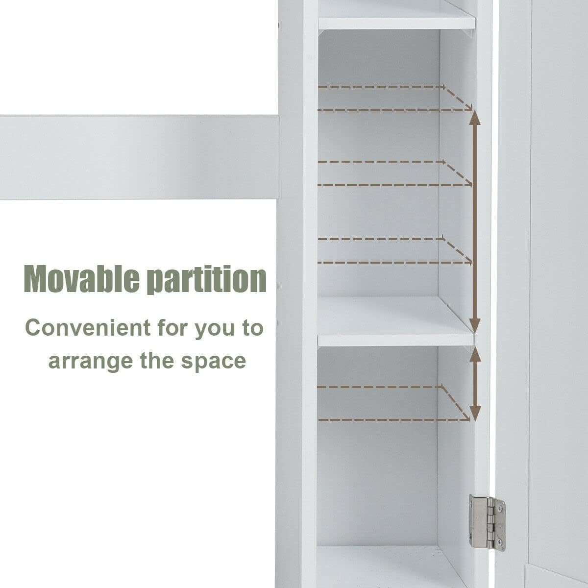 Freestanding Over The Toilet Cabinet,Over-The-Toilet Storage Cabinet with 2 Side Doors,Space Saver Bathroom Storage Toilet Rack with Adjustable Shelves,Paper Holder,White