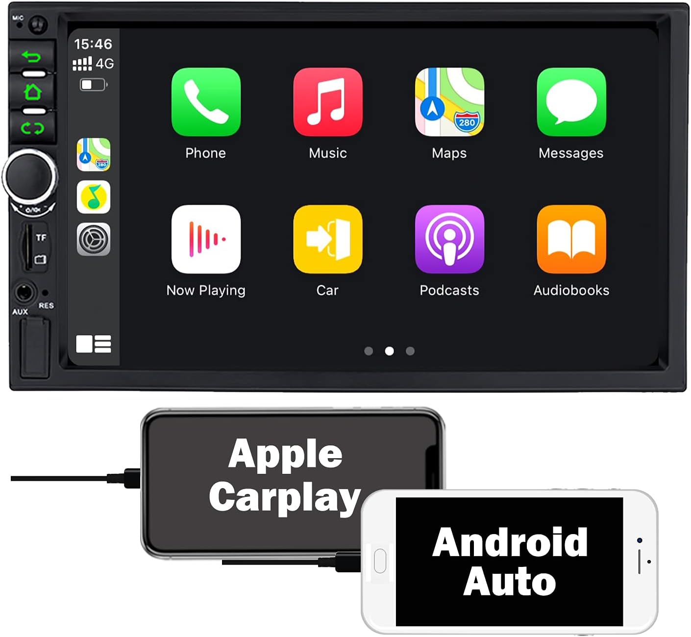 Binize Car Stereo Double Din Compatible with Carplay Android Auto 7 Inch Touch Screen Indash HD Car Radio MP5 Player with Bluetooth,Support FM,AM,Mirror/Backup Camera Input/AUX-in Port/USB Port