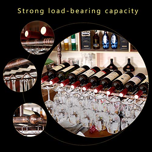 Wine Rack Wall Mounted - Rustic Wine Shelf Metal Ceiling Wine Glass Rack Hanging Wine Bottle Holder Bar Accessories,Wobble-Free,Easy to Install,Home Decorations Interior The New Fashionable