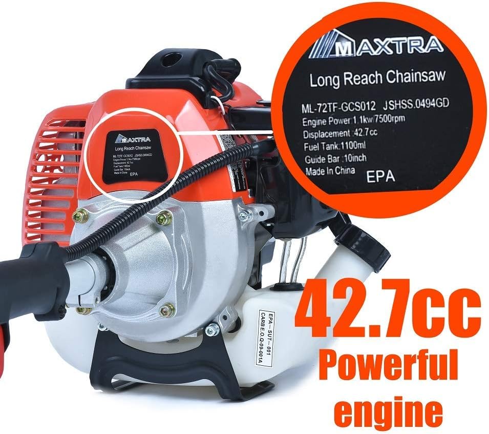 MAXTRA Gas Powered Pole Saw, 90-180 Rotatable Cordless Extension Chainsaw for Tree Trimming with 3.6ft Extension Pole Reach to 16 feet for Tree Limb Branches Pruning