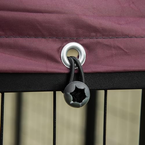 PawHut 4.6' x 4.6' x 5' Dog Kennel Outside, Welded Wire Outdoor Dog Kennel Run with Waterproof & UV Resistant Cover, for S&M Breeds, Chickens, Ducks, Black
