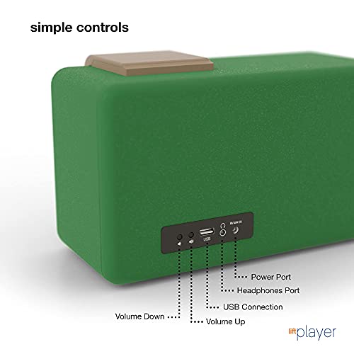 SMPL One-Touch Music Player, Audiobooks + MP3, Quality-Sound, Durable Wooden Encloser with Retro Look, 4GB USB with 40 Nostalgic Hits Included, Live Technical Support