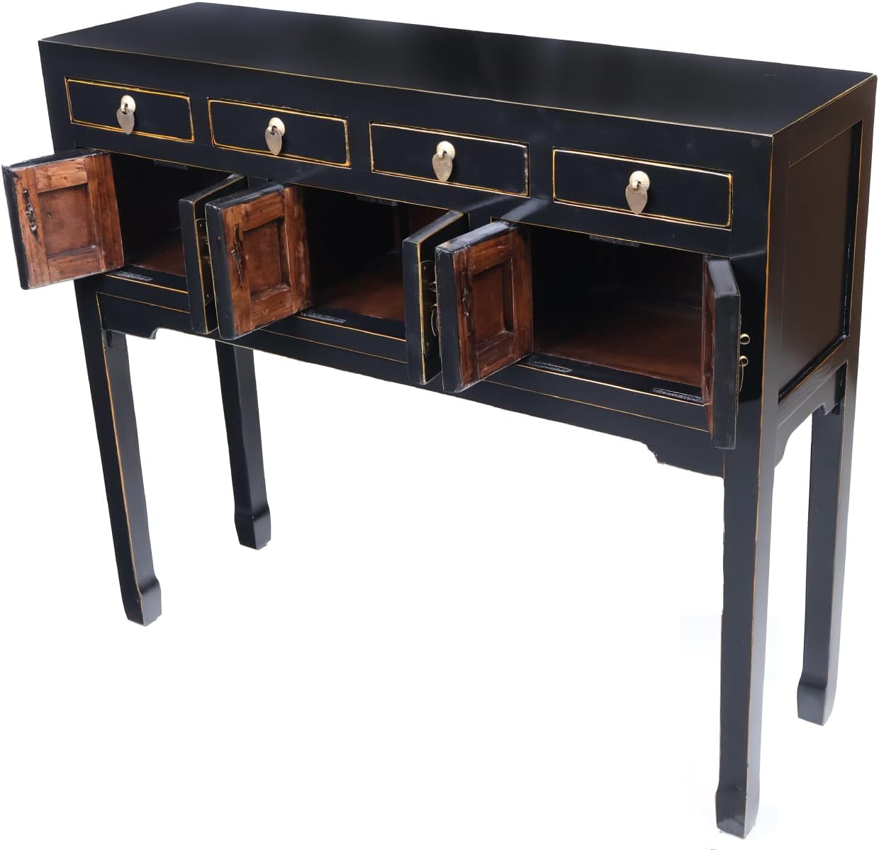 Chinese Console Table Lady Chest in Black Lacquer
